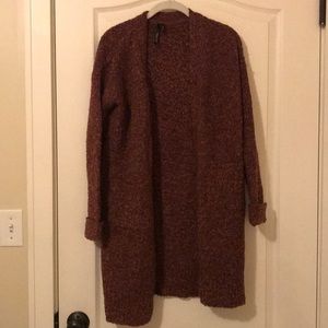 Maroon Marled Long Cardigan